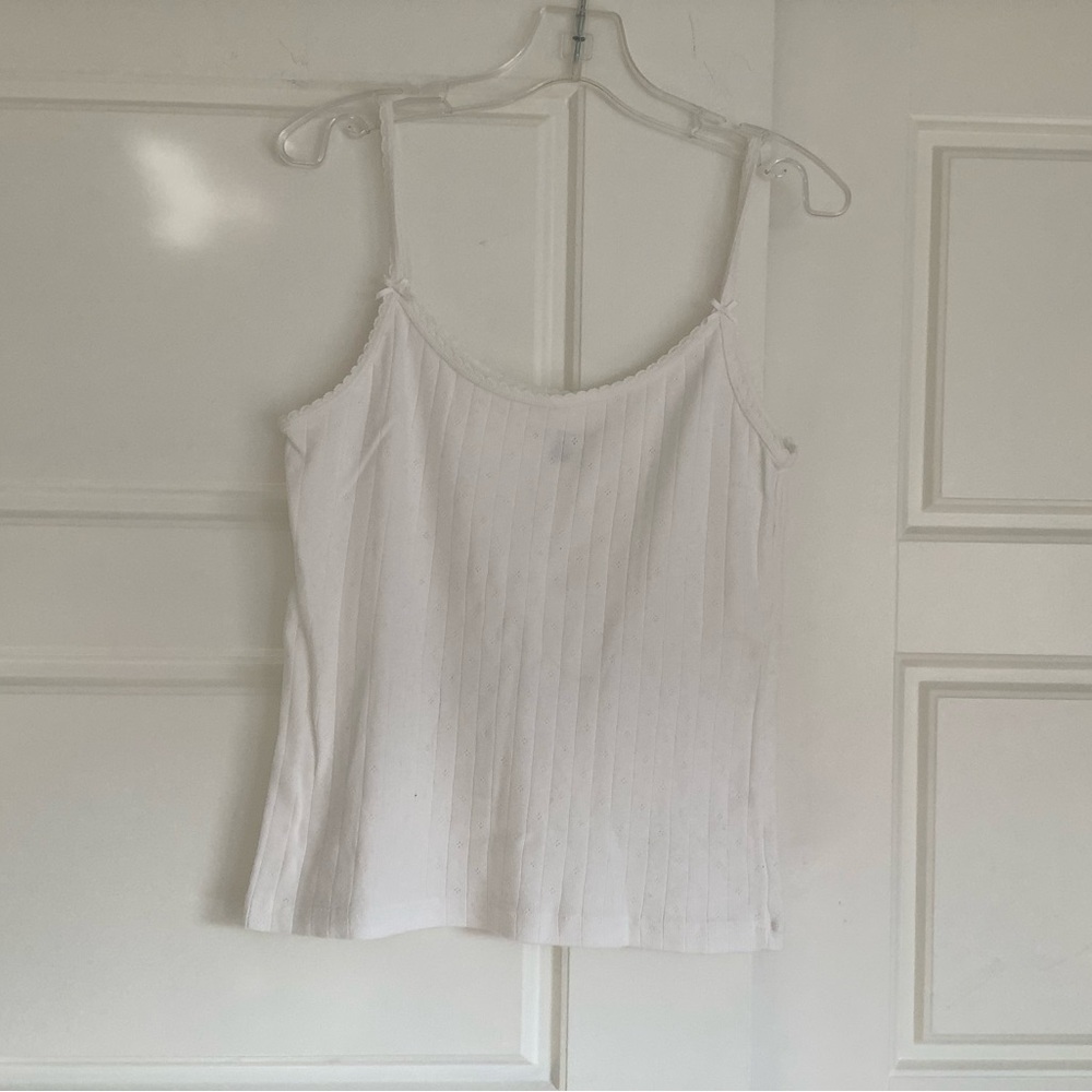 Brandy Melville Skylar Pointelle Tank Top White